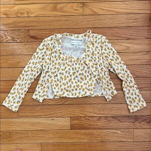 Cute Kids Floral Blouse - White and Yellow